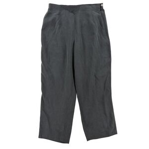 Spiegel Pants Womens S Gray Silk Cropped Pull On Pleated Relaxed Casual